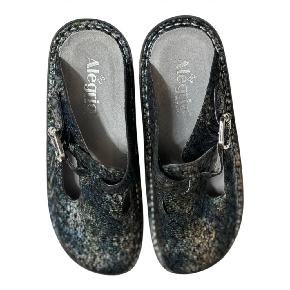Alegria Classic Clogs Multicolor Leather Slip-On with Buckle Womens Size 9.5 - Picture 11 of 15